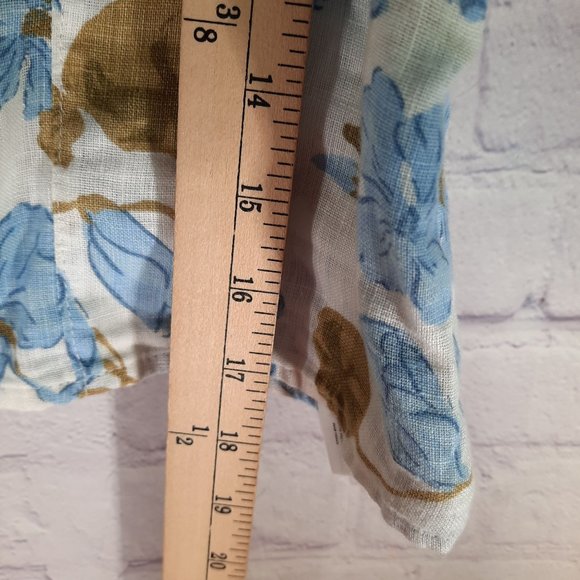 Joie Linen Square Neck Floral Cropped Blouse - Picture 6 of 10